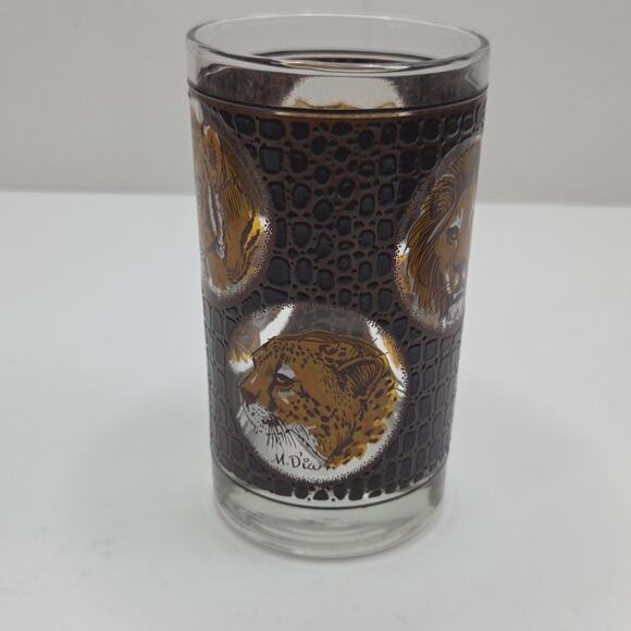 Libbey African Safari Textured Tumblers Highball Signed M. Dia Set of 5 Vintage - Picture 11 of 14